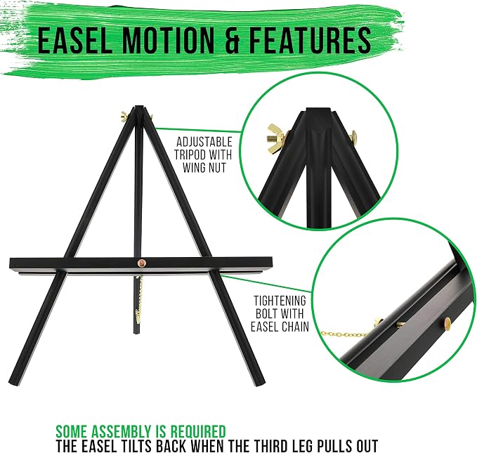 U.S. Art Supply 16" Black Wood Tabletop Easel (4 Pack) - Adjustable