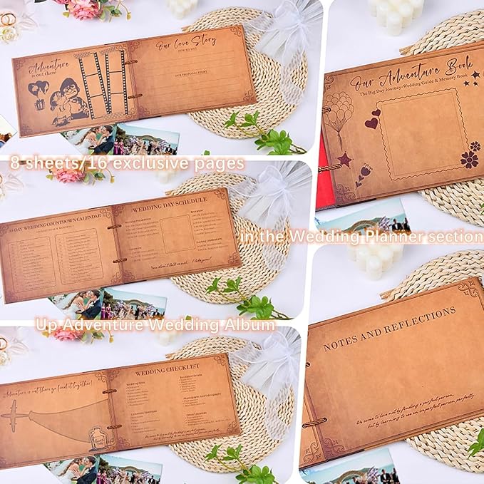 Adventure Book Diary Photo Scrapbook, Adventure Wedding Planning Book with Embossed Cover,Inspired by the 'Up' Saga, Ideal for Memories,Weddings,Traveling,Birthdays,Christmas,Newly Engaged Couples