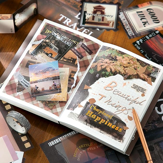 Travel Scrapbooking Supplies Kit, A6 Notebook, Vintage Junk Journaling Kit