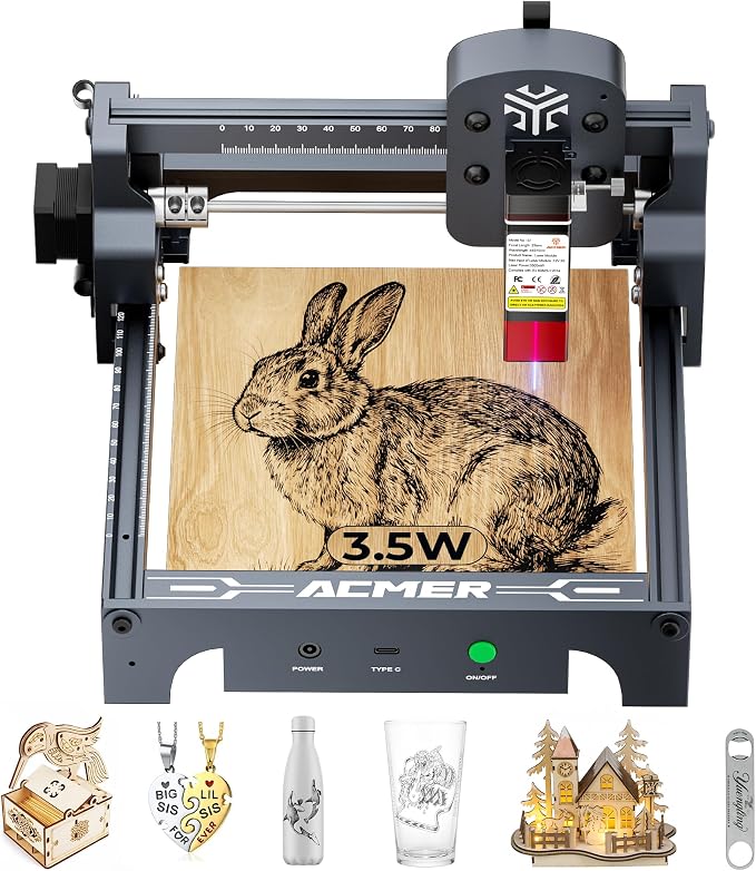 ACMER S1 Laser Engraver Machine, 3500mW Lazer Cutter for Wood and Acrylic