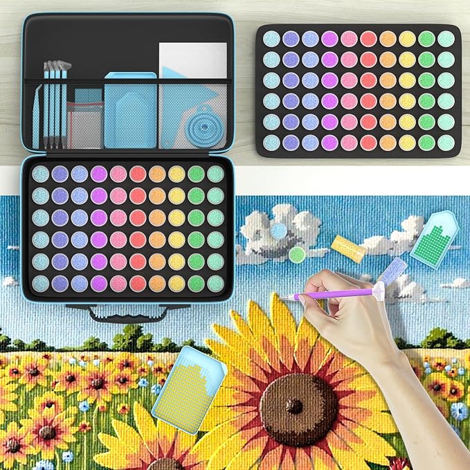 VANSUNS Diamond Painting Storage Containers Kits, Thickened Waterproof Portable Bead Storage Boxes for Diamond Painting Accessories and Tools, 120 Round Bottles