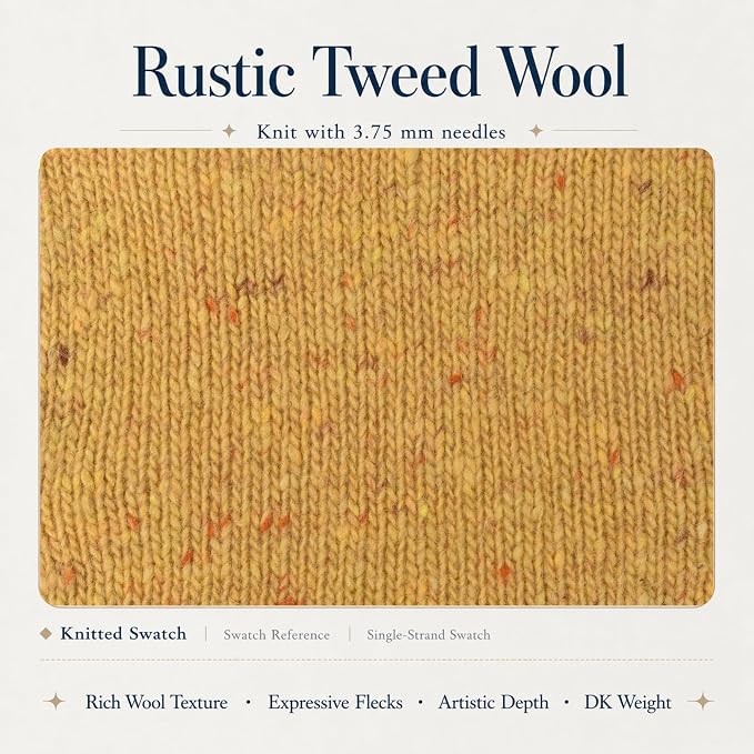 Rustic Tweed Wool Yarn, 1oo% Australian Wool, DK, 4 Skeins 200g/656yds (3165 Autumn Ochre Fleck), Colorful Tweed Yarn | Cozy Wool Texture | Refined Everyday Knits