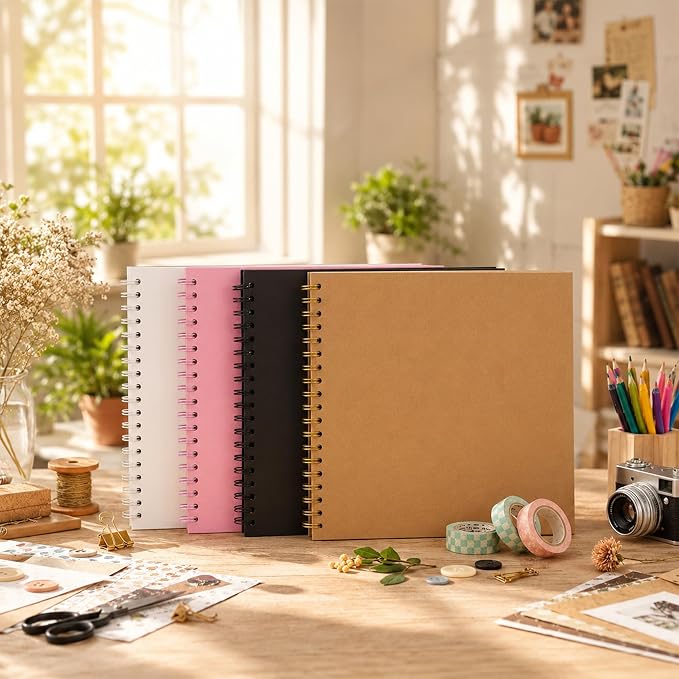 10x10 Inch DIY Scrapbook Album 40 Pages (20 Sheets), Hardcover Kraft Paper