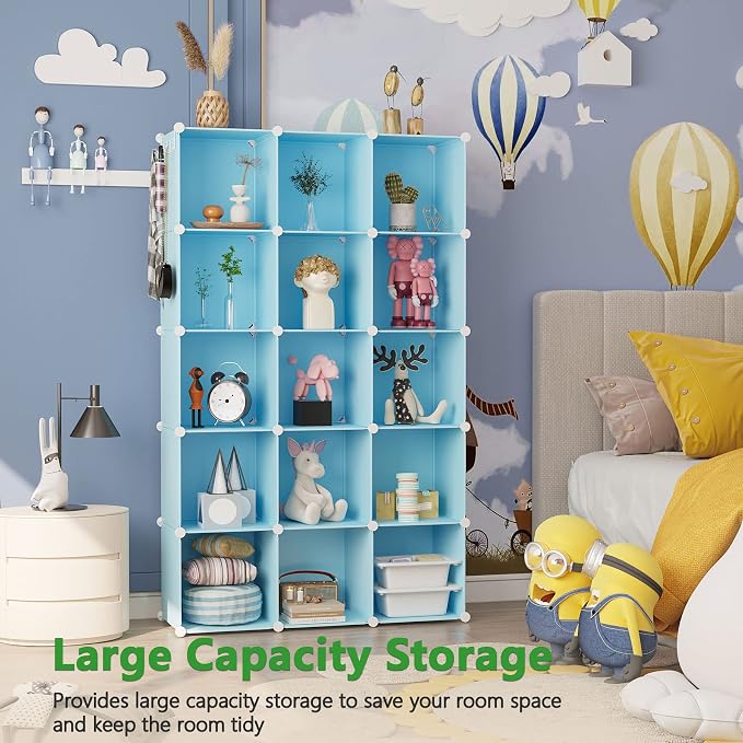C&AHOME 16 Cube Storage Organizer Cube Shelves Units Storage Cubes, Blue