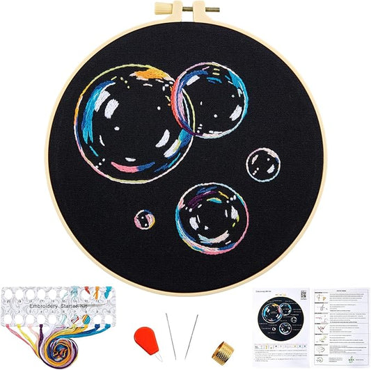 Crafmanoe Embroidery Kits for Beginners Adults, Cute Embroidery Starter Kits Funny Counted Cross Stitch Kits for Beginners Adult, Craft Hobbies Set for Women, Embroidery Fabric, Hoops & Video Tutorial