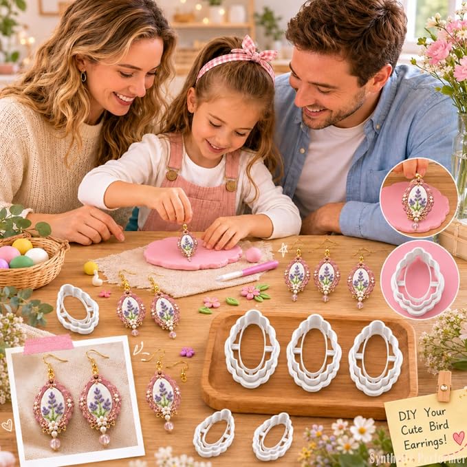 11 Pcs Minimalist Polymer Clay Cutters Set - Tree of Life, Circle & Floral Imprint Cutters for Polymer Clay Jewelry Making, Gift for Friends, Sisters & Minimalist Style Lovers