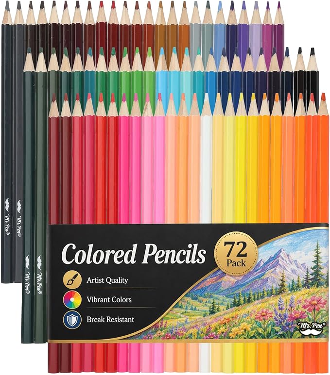 Mr. Pen- Colored Pencils, 72 Pack, Soft Core Pre-Sharpened | Color Pencils Bulk for Adult and Kids Coloring Book, Drawing, Sketching, Teacher Supplies, Classroom Prizes, Kids Party Favor