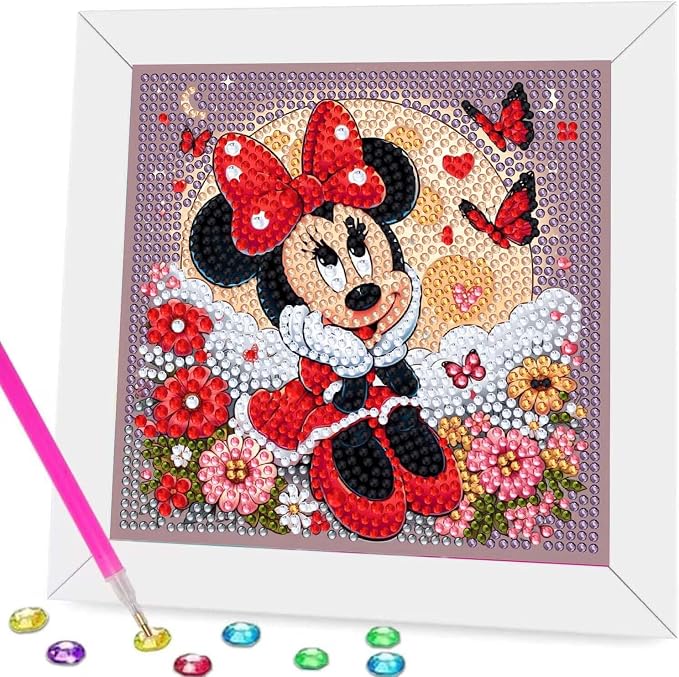 Fuinkqe Kids Diamond Art Kits for Girls,Diamond Art for Kids Ages 6-8-12,Easy Small Diamond Painting Kits for Kids Crafts for Gifts and Home Decor 7X7 Inch