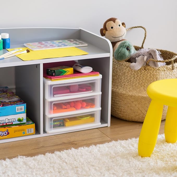 IRIS USA 3-Drawer Medium Stacking Desktop Organizer, White