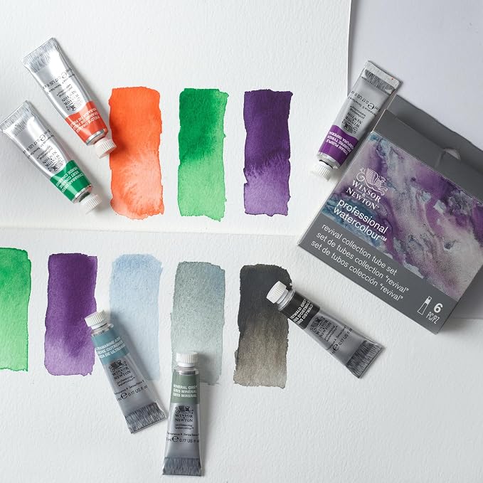 Winsor & Newton Professional Watercolour, Revival, 6x5ml Tubes Set | 6x5ml Tubes, Unrivalled Transparency, Single Pigment Vibrant Colors, Archival Permanence, Heritage Brand, Finest Pigments