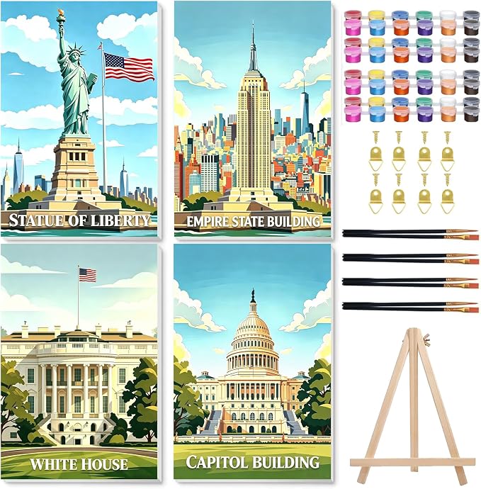 City Paint by Number for Adults, Paint by Numbers Kit for Adults 8x12 Inch