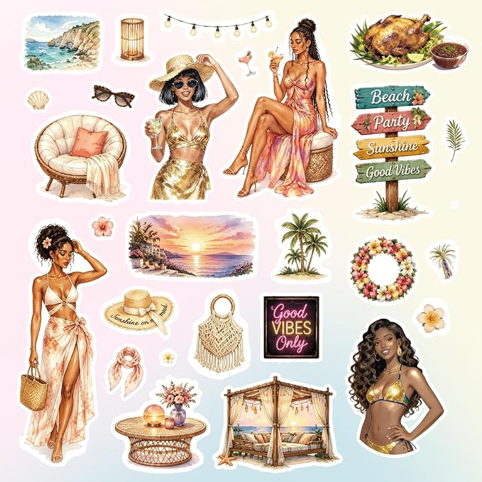 250+ Black Girl Vinyl Decal Stickers Book for Planners, Laptop, Journals