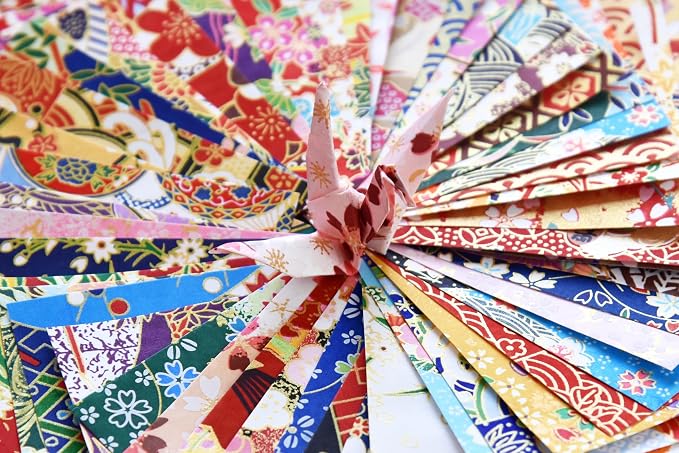 50 Origami Paper Yuzen Washi Paper Different Patterns Japanese Print 6x6 inches for Wedding Decor Japanese Designs, Mixed Patterns for Origami, Scrapbooking, DIY Gifts Origamipolly