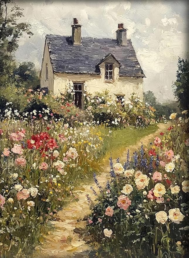 Garden Scenery Paint by Numbers Kit for Adults,Color By Numbers for Adults | Countryside Scenery Decor Painting by Number On Canvas, Paint Number Artist Funny Without Frame DIY, Home Wall Decor, 12x16in