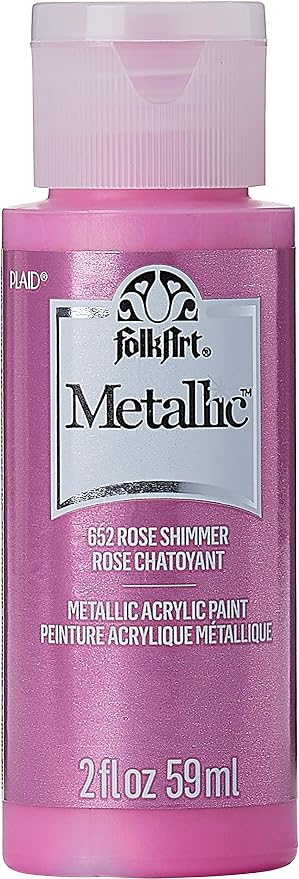 FolkArt Metallic Acrylic Paint in Assorted Colors (2 Ounce), 652 Rose Shimmer