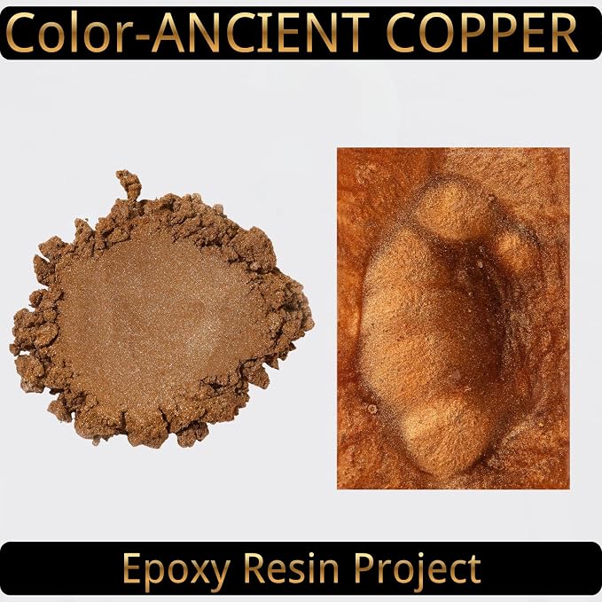 Mica Powder, Ancient Copper, 240g with Scoop, Complies with ASTM D-4236 | For Epoxy Resin, Soap, Bath Bomb, Candle| Safety Material| Odorless| Brilliant Colors