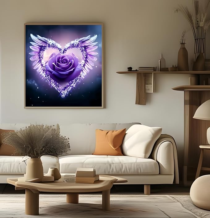 Diamond Art Kits for Adults,Heart FlowerDiamond Painting Kit 13.8X13.8inch | 5D DIY Full Round Drill Paint by Diamonds,Relaxing Diamond Dot Gem Art Painting Crafts,for Home Wall Beginners
