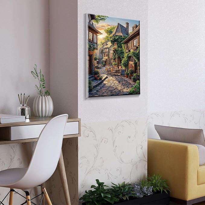 ATDMS City Street Scene Paint by Numbers Kit for Adults with Frame