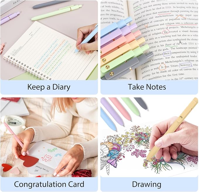 FIOVER Colored Gel Pens 24 Pack 0.7mm Medium Point Pens for Journaling