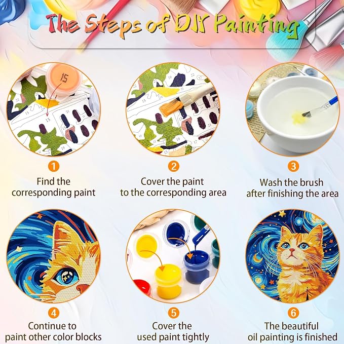 Paint by Numbers Kit for Adults,Cat Paint by Numbers Animals,16x20 lnch | Paint by Number Cat,Paint by Numbers for Adults Canvas,DIY Oil Painting Kits for Gifts Home Decor