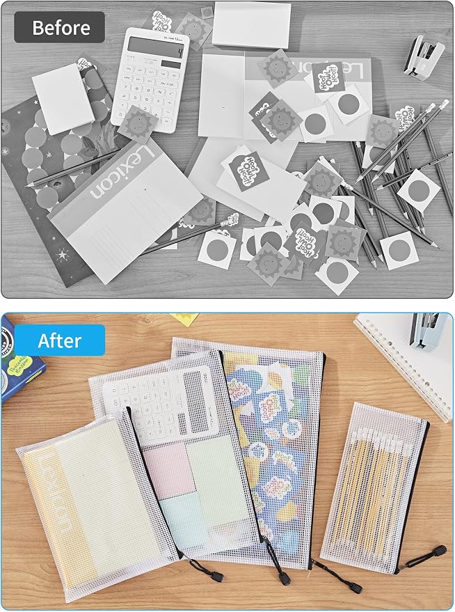 JARLINK 18 Pcs Mesh Zipper Pouch Bags, Multi-use Zipper Pouches, 8 Sizes