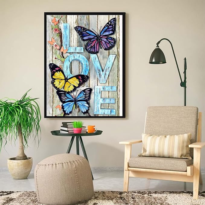 ijbnhd Butterfly Diamond Art Kits for Adults Love 12X16 inch