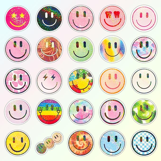 50PCS Smile Glitter Stickers