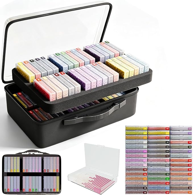 SuSentak 2-in-1 Diamond Painting Tray and Storage Set, 64 Pcs