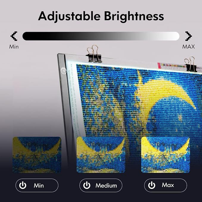 LitEnergy 9”x12” LED Light Pad Kits, USB Powered Light Board, Adjustable Brightness Light Box with 108 Slots Jars and Accessories for Diamond Art Painting (Black)