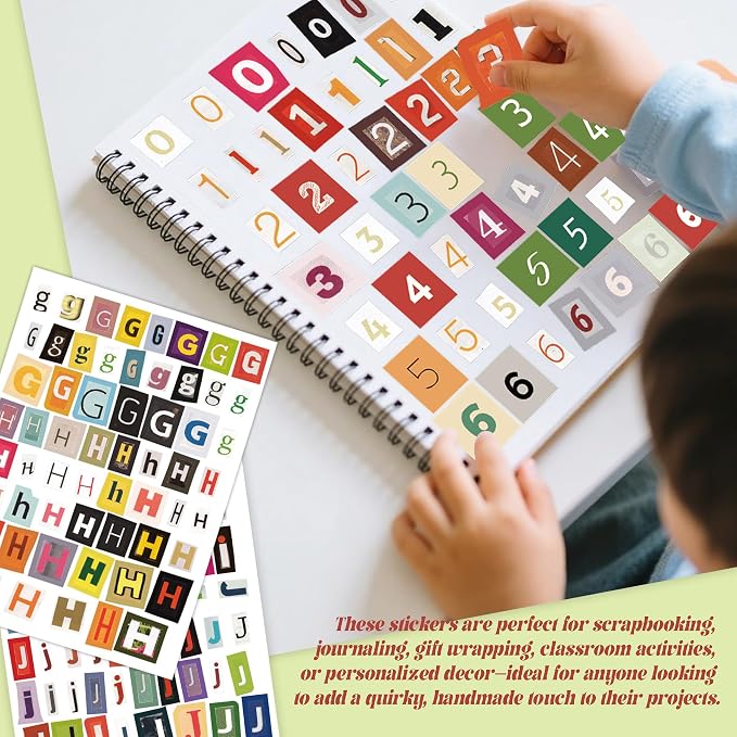 Letter Stickers Book-Scrapbook Supplies | 1500Pcs Vintage Ransom Alphabet Stickers for Journaling, Planners, Cards, Vision Boards, DIY Crafts