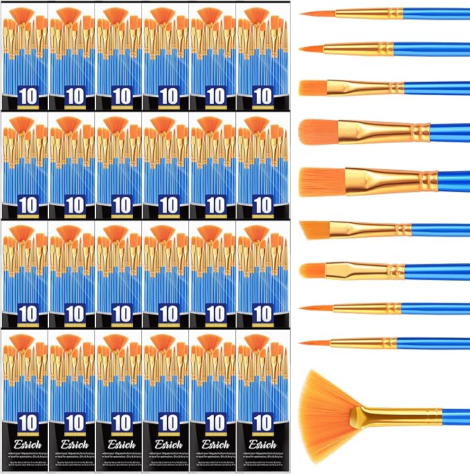 ESRICH 240PCS Paint Brushes, Paint Brush for Acrylic Painting | Artist Paintbrushes for Oil Watercolor, Body Face Rock Canvas, Small Paint Brushes for Kids