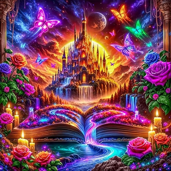 5D Dream Book Castle Diamond Painting Kits for Adults 13.7x13.7 Inch