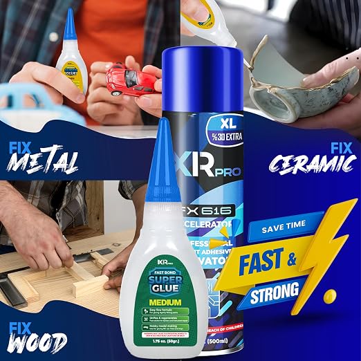ixirpro CA Glue with Activator, Medium, 1.75oz + 16.9oz Kit