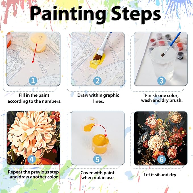 Paint by Numbers Kit for Adults, Paint by Numbers Kit for Adults 16x20 Inch | Flower Paint by Numbers Kit for Adults, Acrylic Painting by Numbers, DIY Arts and Crafts for Gifts or Home Decor