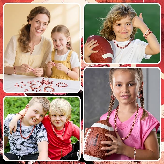 Augshy 300Pcs Football Color Oval Loose Beads for Jewelry Making, DIY Crafts and Handicrafts