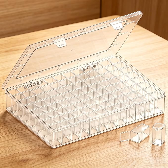 Newly Upgraded Transparent Large Capacity Diamond Painting Storage Containers,96 Grid Craft Organizers and Storage, Suitable for Nail Art, Necklaces, Bead Storage Containers