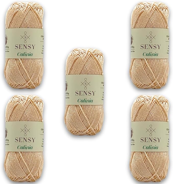 S Sensy Calinia-Mercerized Giza Cotton Amigurumi Yarn 5 Pack Nude 131 Yards