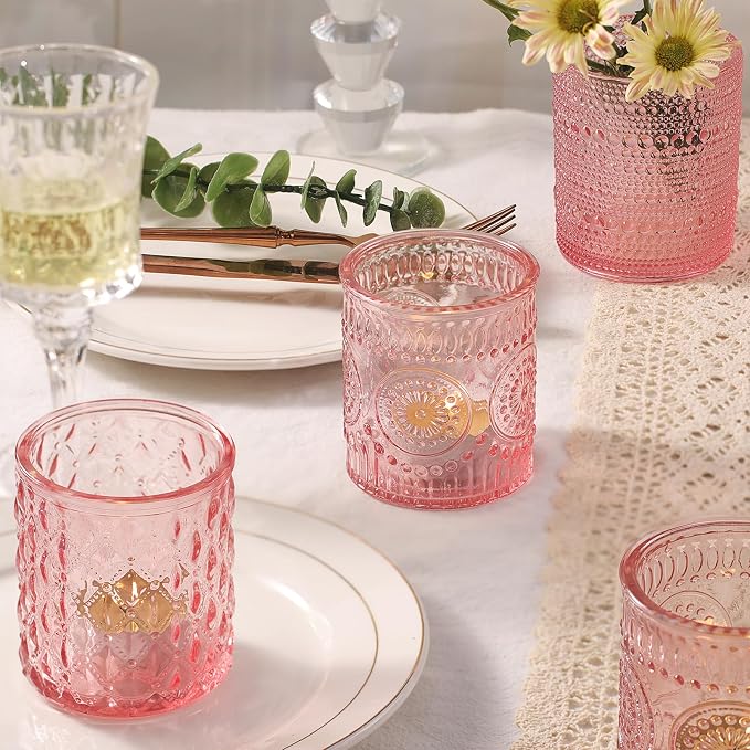 12Pack Pink Candle Jars - 3 Styles Candle Jar with Lids for Any Décor