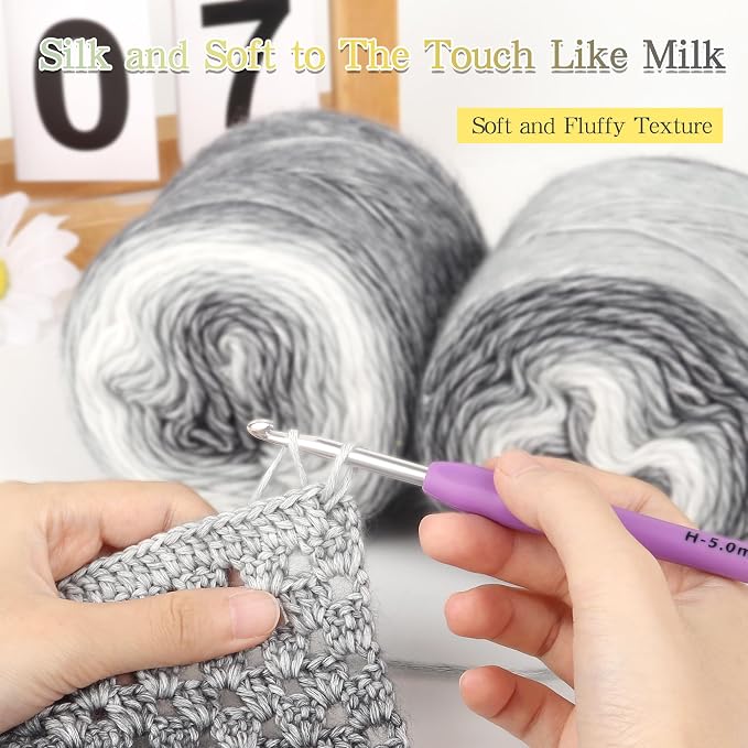 Katech 4 Pack Ombre Yarn for Crocheting-Fairyland Gradient Cake Yarn | 100g/3.52 oz-DK Light Weight #3-60% Cotton 30% Acrylic 10% Wool-Perfect for Scarves, Shawls, Blankets and Garments(O)