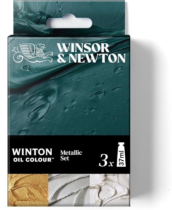 Winsor & Newton Winton Oil Color Paint Set, Metallics, 3 x 37ml Tubes | Artist pigments, Durable, Lightfast, Permanent, Uniform Consistency, Great Pigment Load