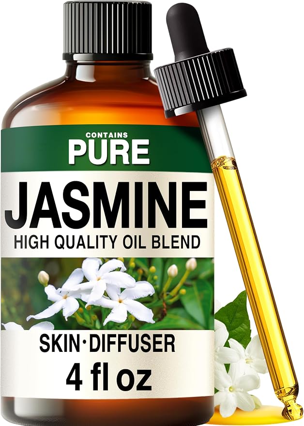 100% Pure Jasmine Essential Oil 4 Fl Oz - Floral Scent for Hair and Skin | Fragrance Oil for Diffuser, Aromatherapy, Massage, Body Perfume - Non-GMO, Indian Jasmine Flowers, Dropper - Kukka
