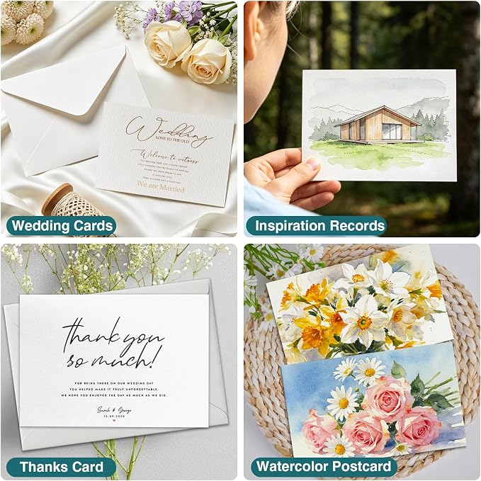 KOVIEDE 100 Pack Blank Watercolor Cards with Envelopes 4 x 6 Inch