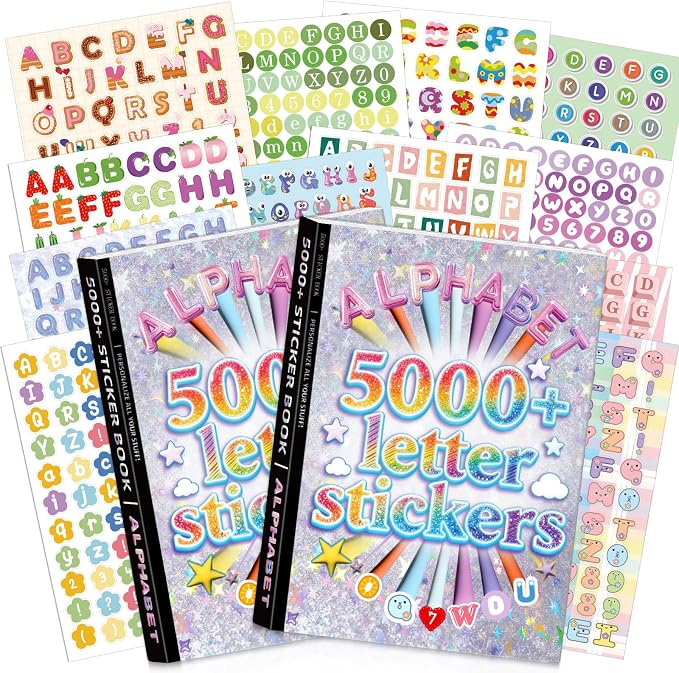 Letter Stickers,10000 PCS+ Alphabet Stickers, Scrapbooking Stickers,2 Books