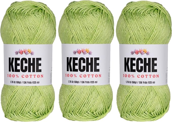Cotton Yarn - 100% Cotton Yarn for Crocheting and Knitting, Mercerized Cotton Amigurumi Yarn Fine-Sport 2 1.76 oz (50g) / 136 Yrds (125 m) 3 Skeins - Mint