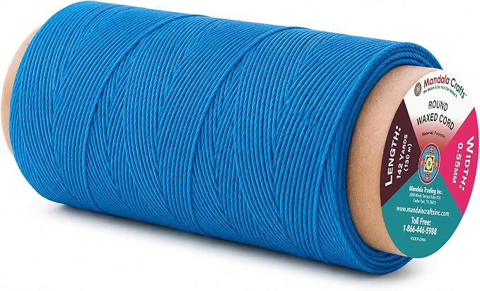 Mandala Crafts 130M 0.55mm Turquoise Round Waxed Thread for Leather Sewing