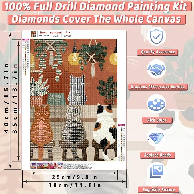 Black Cat Diamond Art Kits for Adults Diamond Painting Kit for Beginner