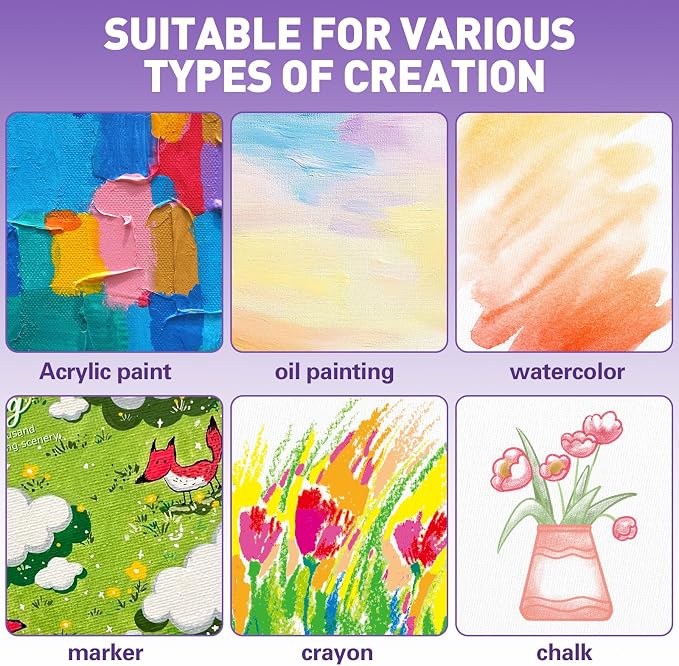 ESRICH 48 Pack Canvas for Painting 11x14, Canvas Boards for Painting Cotton Primed Acid Free Blank Canvas Panels for Oil Paint, Watercolor, Acrylic Paint, Gouache and Tempera.