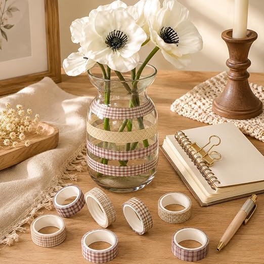 cobee 8 Rolls Vintage Washi Tape Set, Retro Decorative Masking Tape