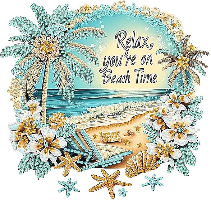 Beach Diamond Art Kits for Adults Special Shape Diamond Painting
