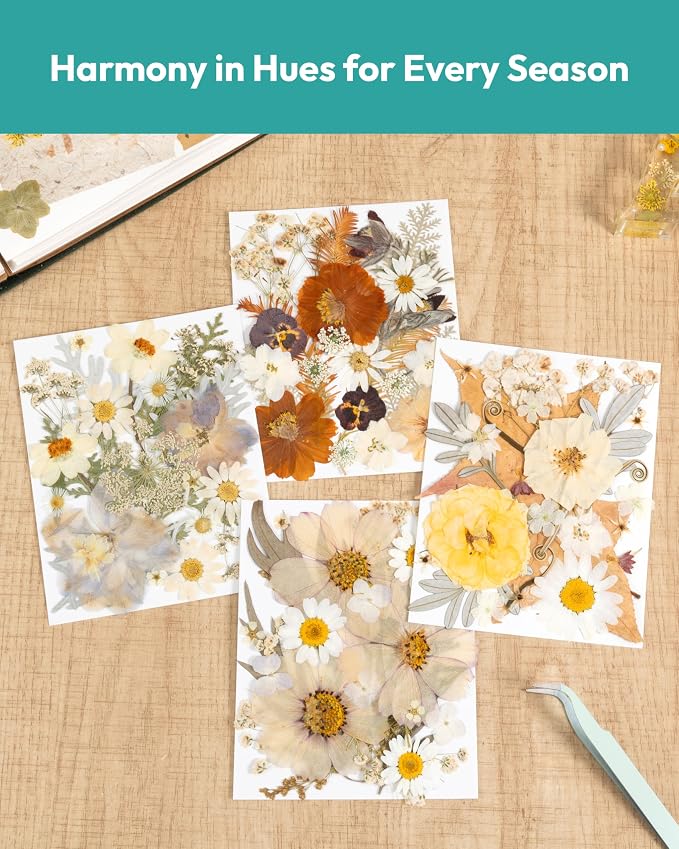 Dried Flowers, Resiners 100Pcs Pressed Flowers for Craft Real Natural Dried Flowers Dry Leaves Kit for DIY Making Crafts Resin Soap Candle Scrapbook Supplies Jewelry Making